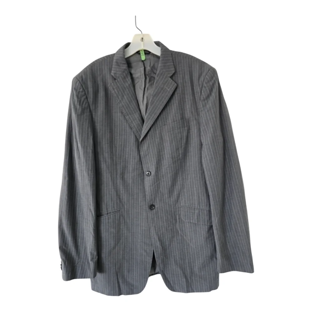 Banana Republic Blazer Sports Coat Men 44L Gray PinStriped 2button Exellcent